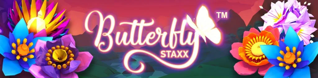 Butterfly Staxx NetEnt online casino slot with glowing butterflies