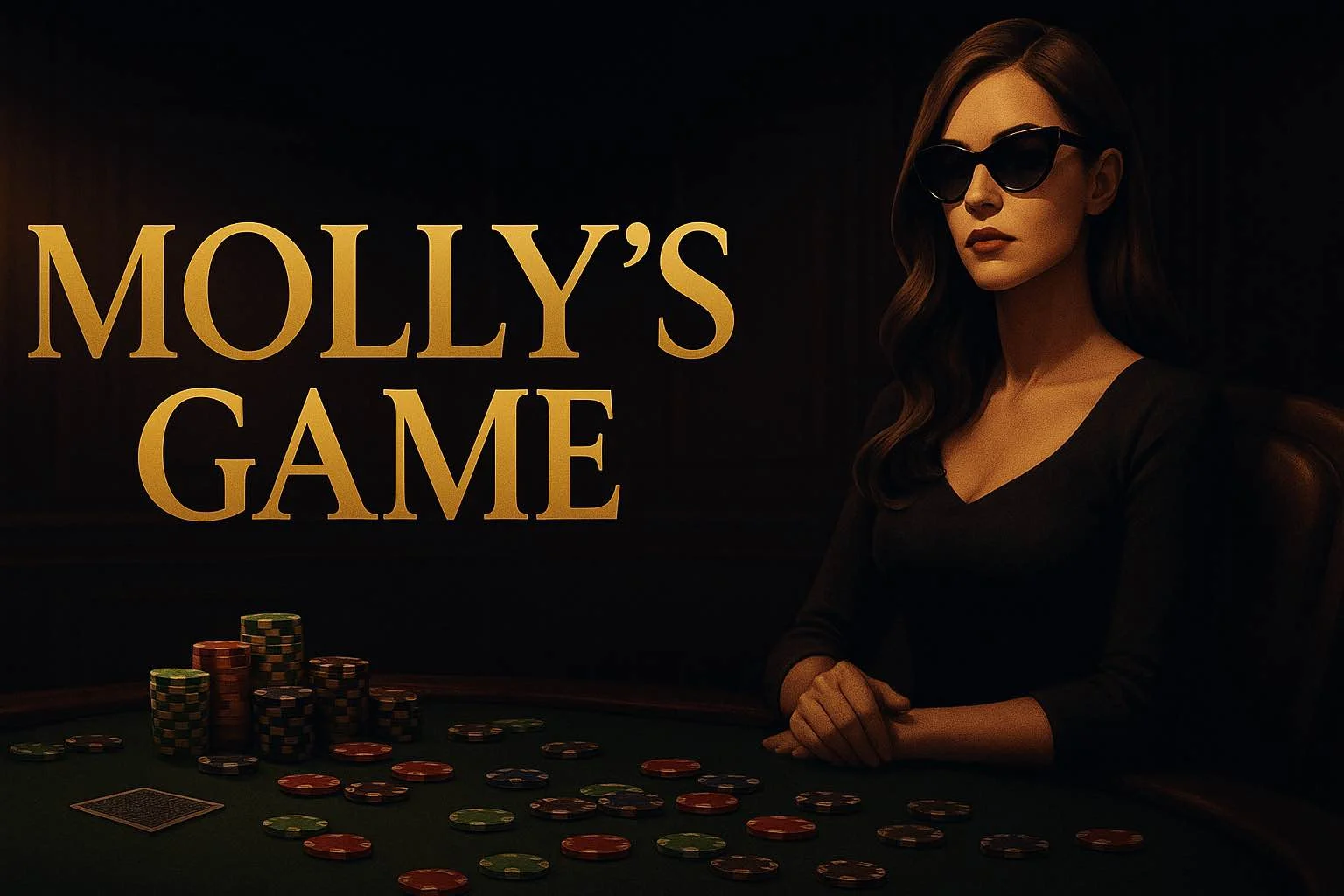Molly’s Game online casino with poker table and chips